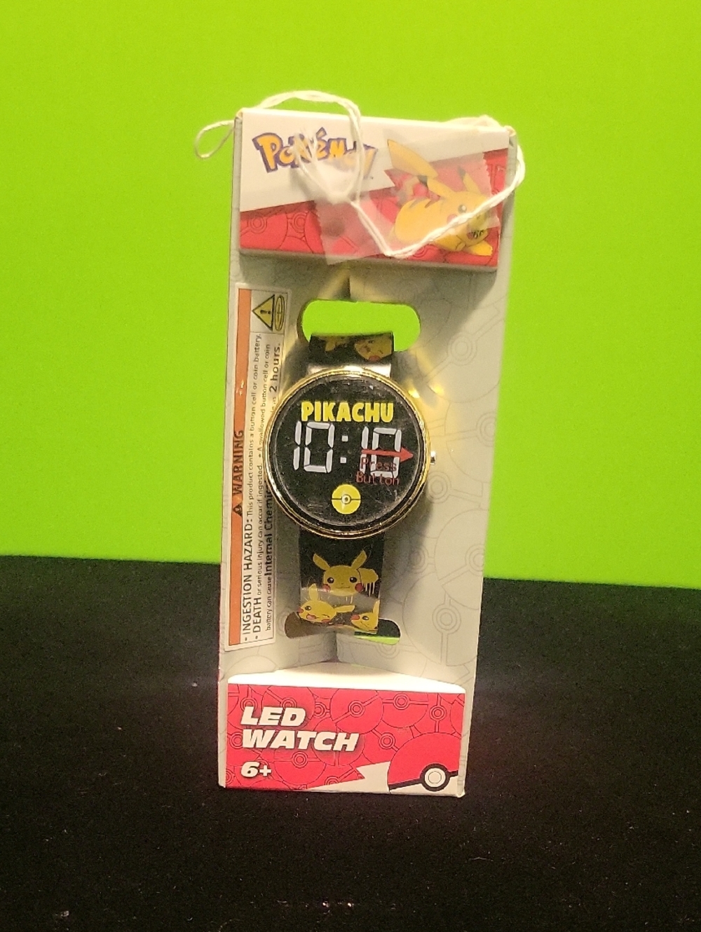 Pikachu LED Digital Kids Watch - Black & Neon Green